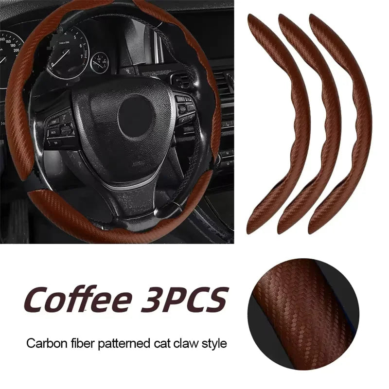 2/3PCS Carbon Fiber Universal Car Steering Wheel Booster Cover Non-Slip Auto Interior Decoration Accessories for Auto Deco