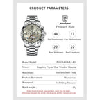 POEDAGAR Luxury Men Wristwatch Hollow Tourbillon Luminous Date Week Man Clock Automatic Mechanical Stainless Steel Men's Watches
