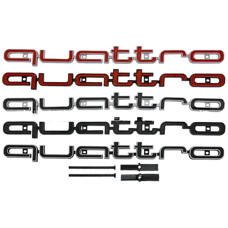 1Pc Audi Quattro Front Grille Emblem 3D ABS Car Emblem Sticks For A3 A4 A5 A6 A6L A8 Q3 Q5 Q7 S3 S4 S5 RS3 RS4 RS6 Accessories