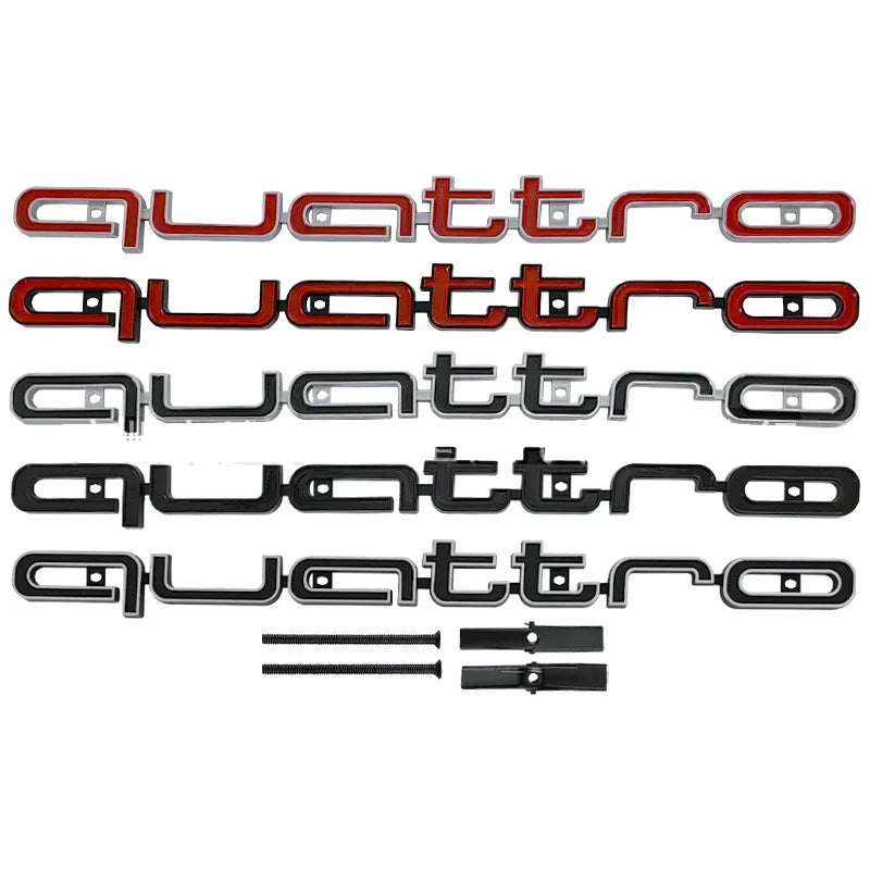 1Pc Audi Quattro Front Grille Emblem 3D ABS Car Emblem Sticks For A3 A4 A5 A6 A6L A8 Q3 Q5 Q7 S3 S4 S5 RS3 RS4 RS6 Accessories