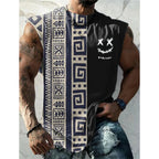 Summer New Men's Vest T Shirt Patterned Tribal Round Neck Clothing Daily Fitness Sports Vintage Sleeveless Printed Ethnic Tops