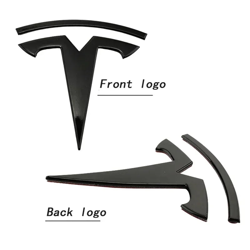 CAR Tesla Model 3 Mode Y Zinc Alloy Car Front Hood Logo Sticker Styling Auto Body Rear Trunk Emblem with Radian Accessories