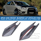 4pcs Front Bumper Side Canards Splitter Fins Universal Spoilers Carbon Fiber Car Door Anti-collision Belt Bumper Guard