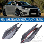 4pcs Front Bumper Side Canards Splitter Fins Universal Spoilers Carbon Fiber Car Door Anti-collision Belt Bumper Guard