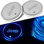 2Pcs LED Car Luminous Water Cup Pad Atmosphere Light Auto Accessories For Jeep Wrangler Renegade Compass Gladiator Cherokee Patr