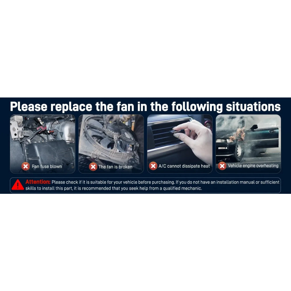 2Pcs AC Condenser Radiator Cooling Motor Fan Black For 2013-2017 Honda Accord Touring