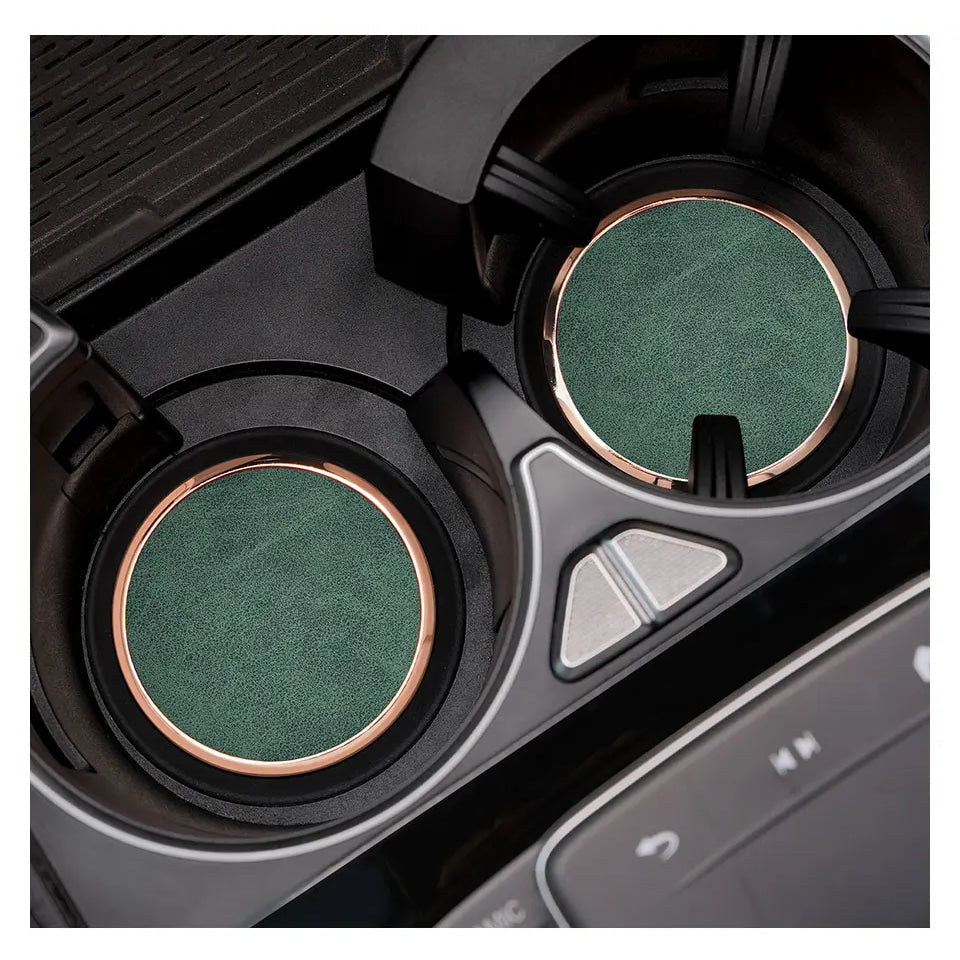 2Pcs Leather Car Coaster Anti-slip Mat Cup Holder Pad For BMW X1 X2 X3 X4 X5 X6 X7 1 3 5 6 7 Series E60 E90 E70 G20 G30 G7