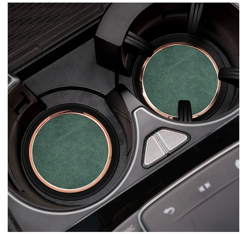 2Pcs Leather Car Coaster Anti-slip Mat Cup Holder Pad For BMW X1 X2 X3 X4 X5 X6 X7 1 3 5 6 7 Series E60 E90 E70 G20 G30 G7