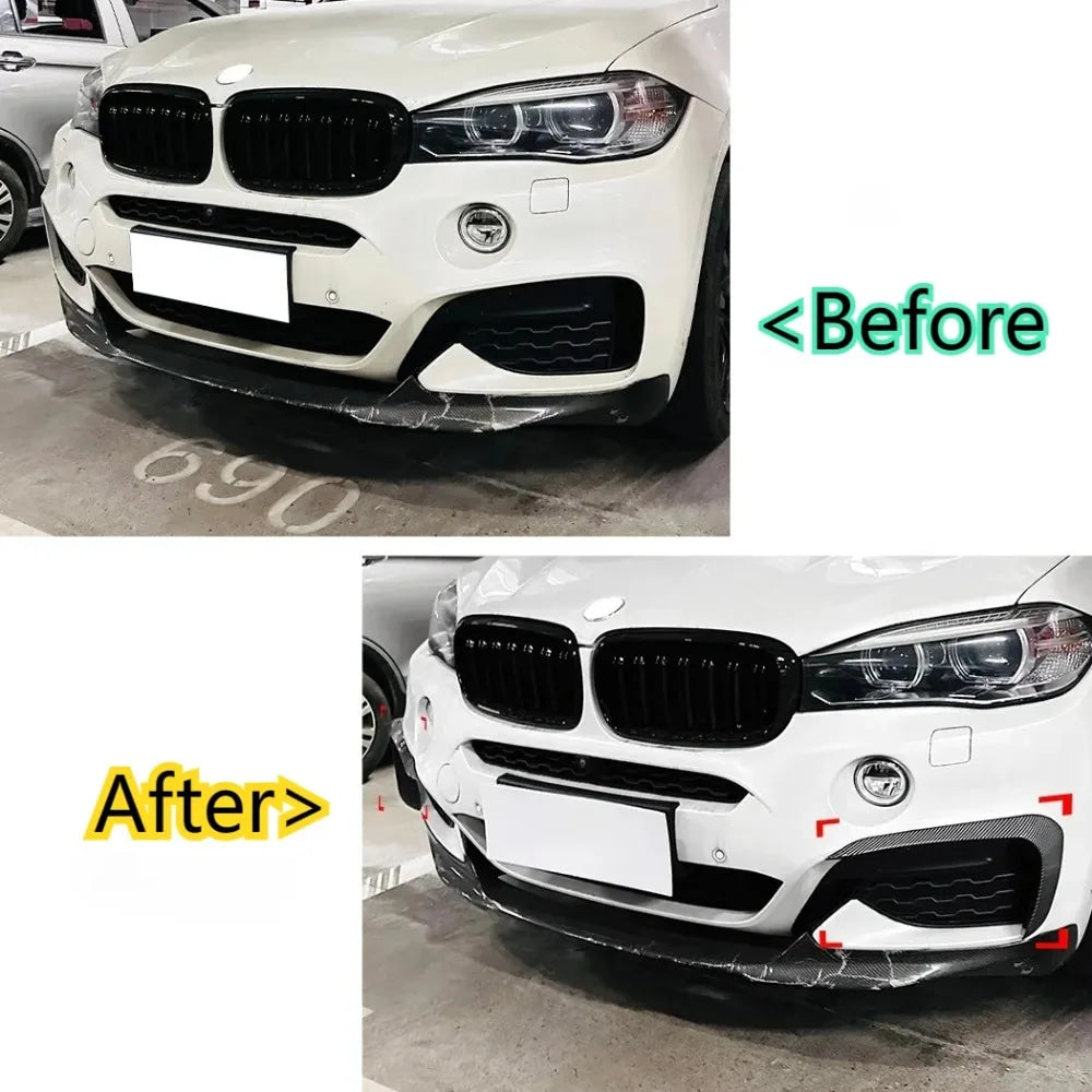 New Performance Gloss Black Front Bumper For BMW X6 F16 M Sport 2015 To 2019 ABS Splitter Lip Spoiler Diffuser By Body Kit