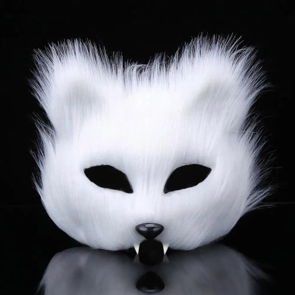 Guantes de máscara de cola de piel esponjosa, guantes de manos con patas de gato y máscara de lobo Therian, conjunto para disfraz de Halloween, accesorios para fiesta