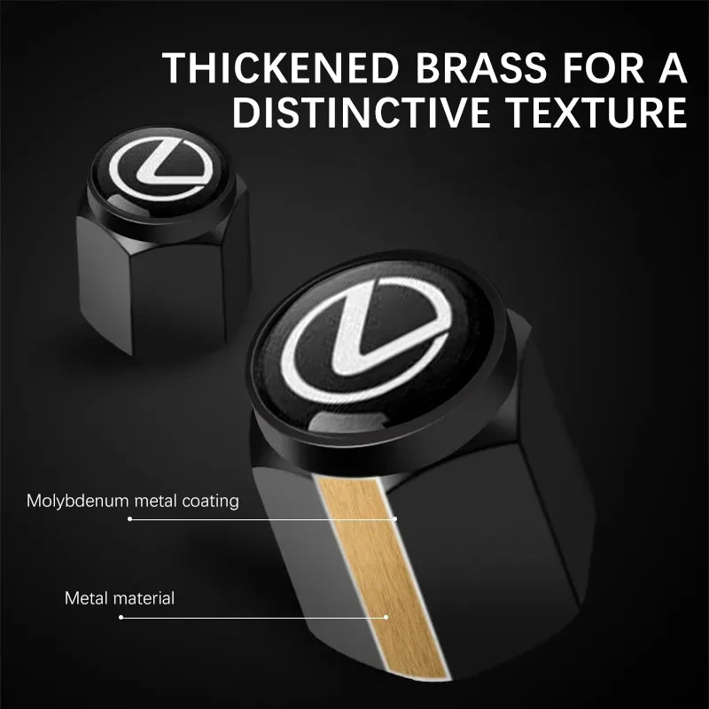 Car Wheel Tire Valve Cap For Lexus ES RX GX ES250 ES300 ES350 RX300 LX450 LX470 LX570 RCF RC350 Rim Stem Dust-proof Covers