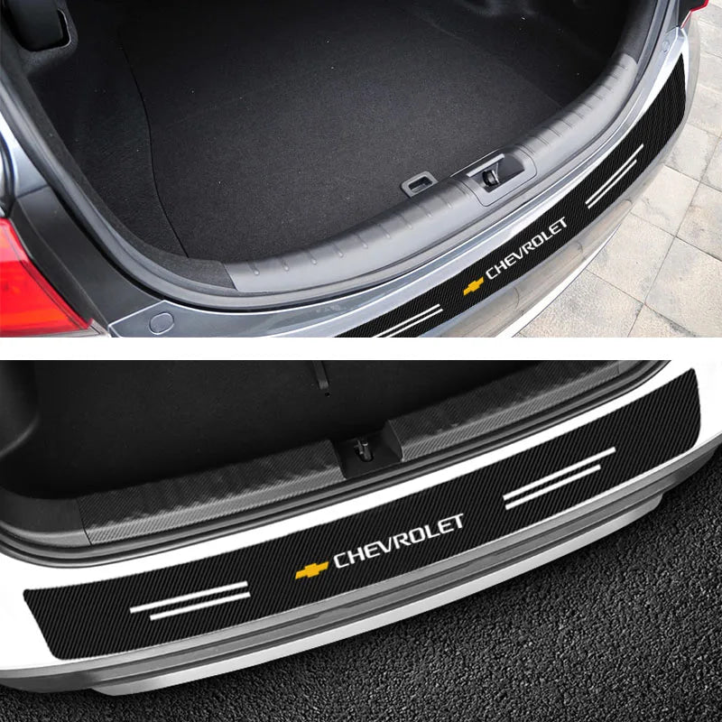 Carbon Fiber Car Rear Bumper Trunk Guard Protected Sticker for Chevrolet Malibu Captiva Cavalier Onix Aveo Silverado Chevy Tahoe