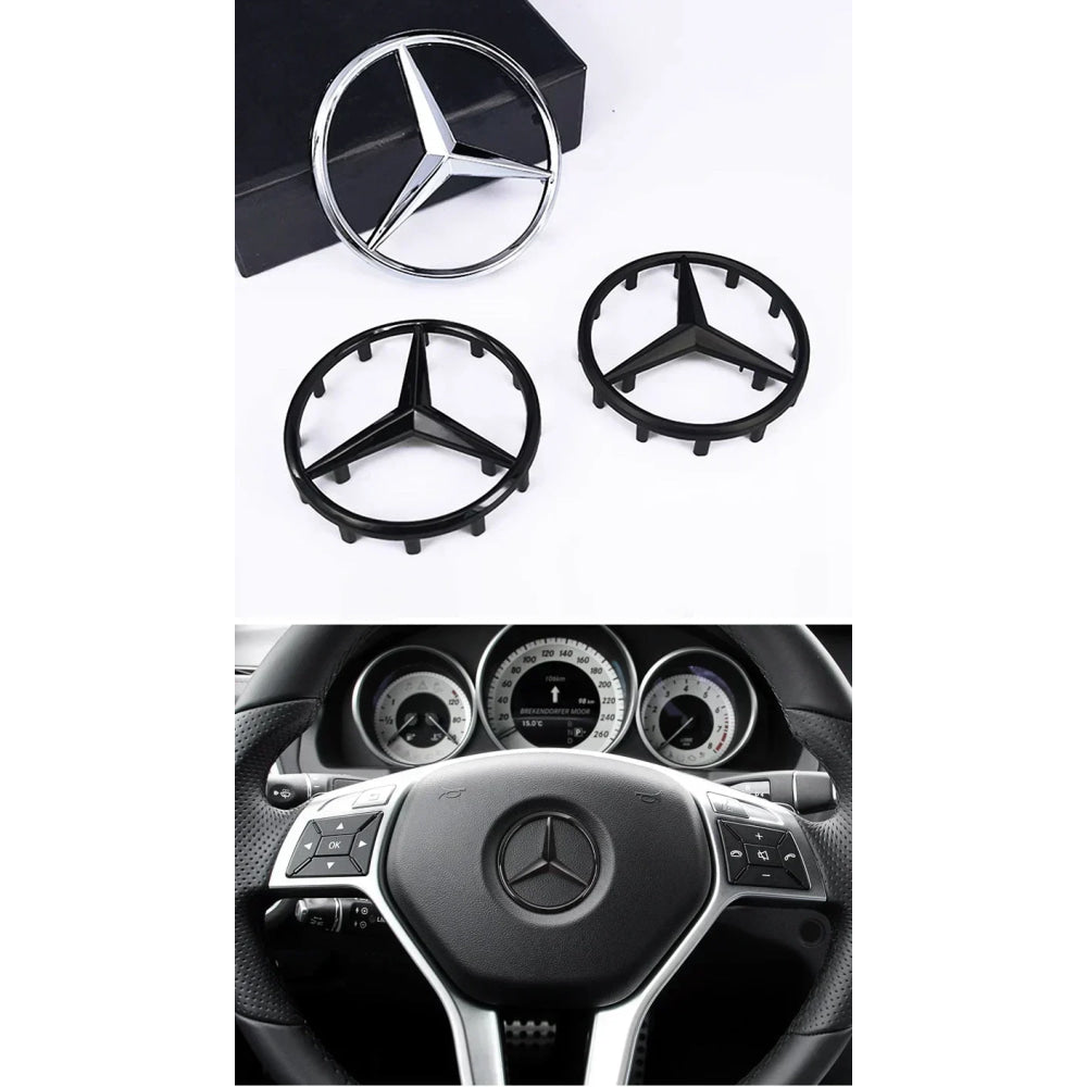 Emblema de logotipo para volante de coche de 52 mm y 57 mm, accesorios de estilo ABS para Mercedes Benz Serie C, E, S, CLA, CLS,