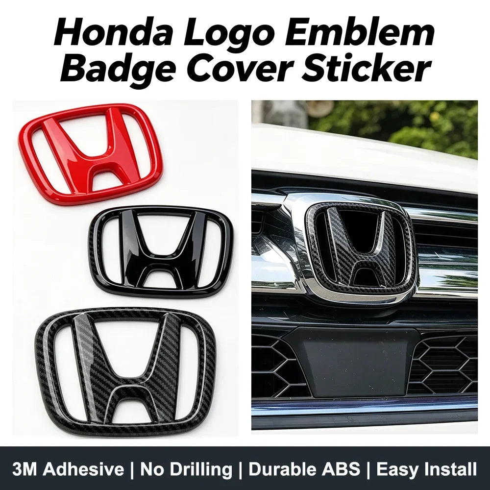 Front Rear Car Logo for Honda Accord Civic Inspire 10th City Crider CR-V Envix Steering Wheel Cover Sticker Decoration 3PCS
