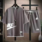 Fashionable, casual and trendy men's sportswear set, short-sleeved T-shirt and outdoor summer sports shorts set, new size M-3XL