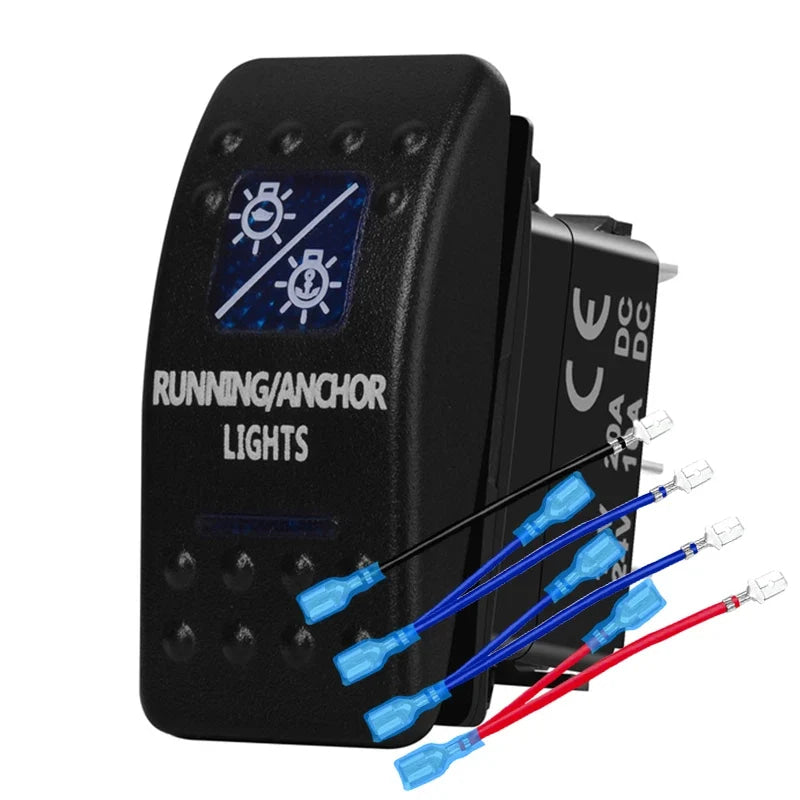 12v/24v Blue Led Light 5 Pin On Off SPST Rocker Switch 7 Pin On Off On ARB Carling Style Car Boat Waterproof Push Switch