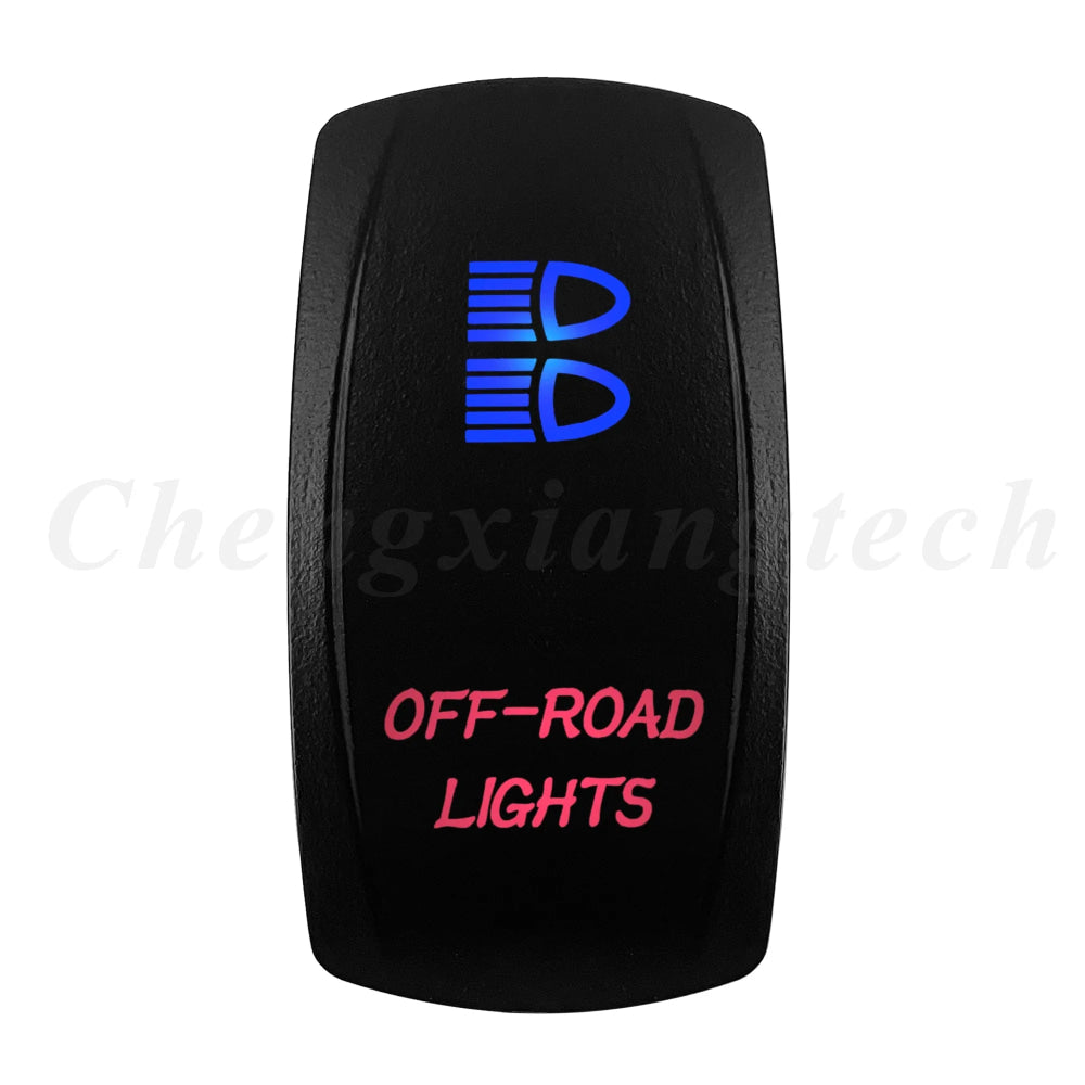 Waterproof 5 Pins SPST On/Off Rocker Switch Blue & Red Led 20A/12V 10A/24V Toggle Switch GPS for Cars,Trucks, RVs, Boats