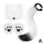 Guantes de máscara de cola de piel esponjosa, guantes de manos con patas de gato y máscara de lobo Therian, conjunto para disfraz de Halloween, accesorios para fiesta