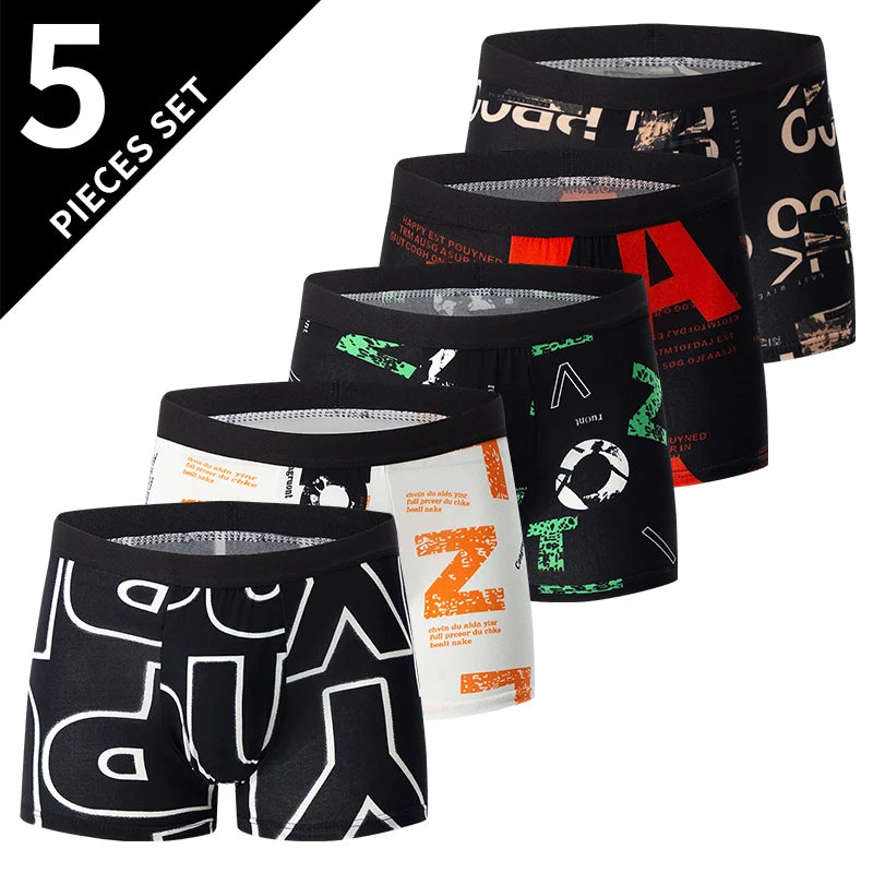 4/5 Uds. Pantalones cortos estampados de talla europea y americana a la moda para hombre, ropa interior cómoda de talla grande para hombre, bañador Sexy