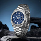 TOMI New Men's Watch Brooch Ring Gift Box Set Luxury Business Stainless Steel Strap Men's Calendar Casual Quartz Watch Reloj
