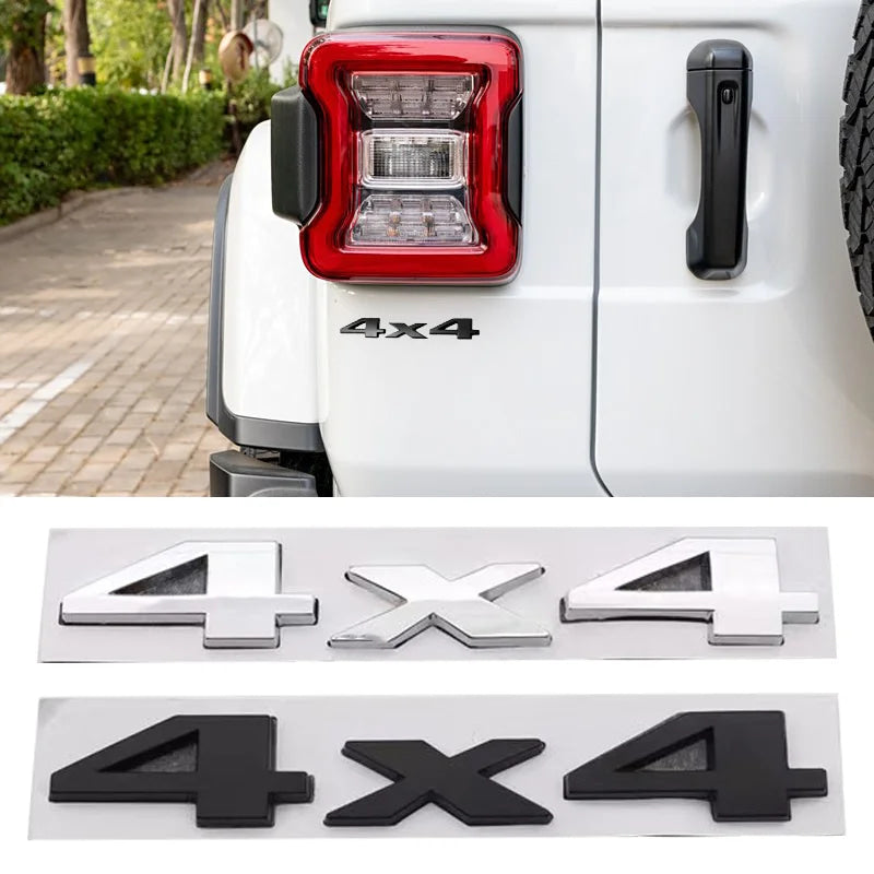 3D Metal 4X4 Letter Emblem Badge Stickers Car Trunk Logo For Jeep Wrangler Grand Cherokee Compass Overland Decor Accessories