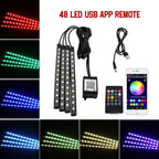 Neón 36 48 72 LED luz ambiental para pies Interior de coche Control remoto inalámbrico por aplicación de música lámpara decorativa de ambiente RGB automática