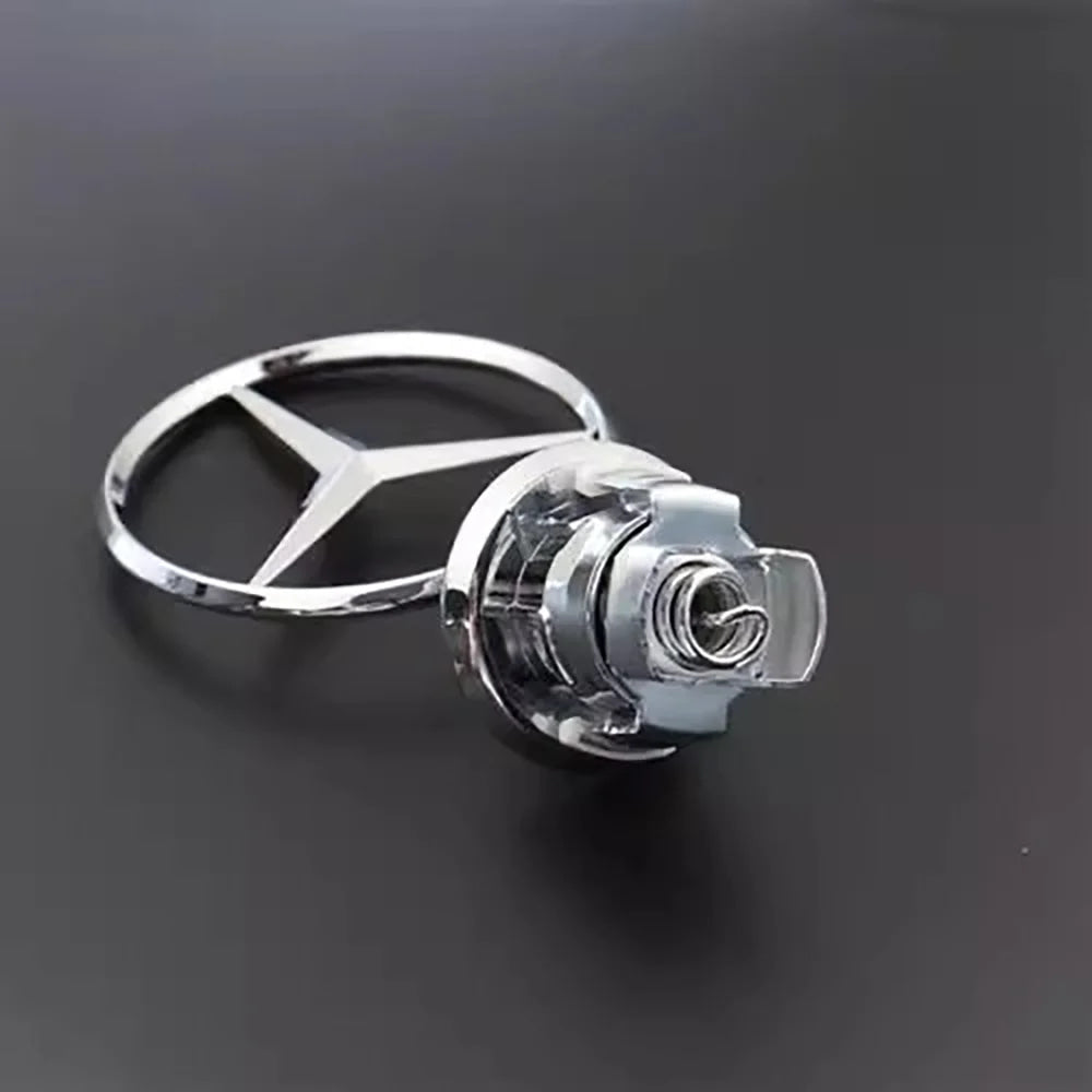 44mm 3D Metal Blue Chrome Star Bonnet Hood Logo Emblem Badge for Mercedes Benz W205 W204 AMG GLC CLA Interior Moulding LBMSLK