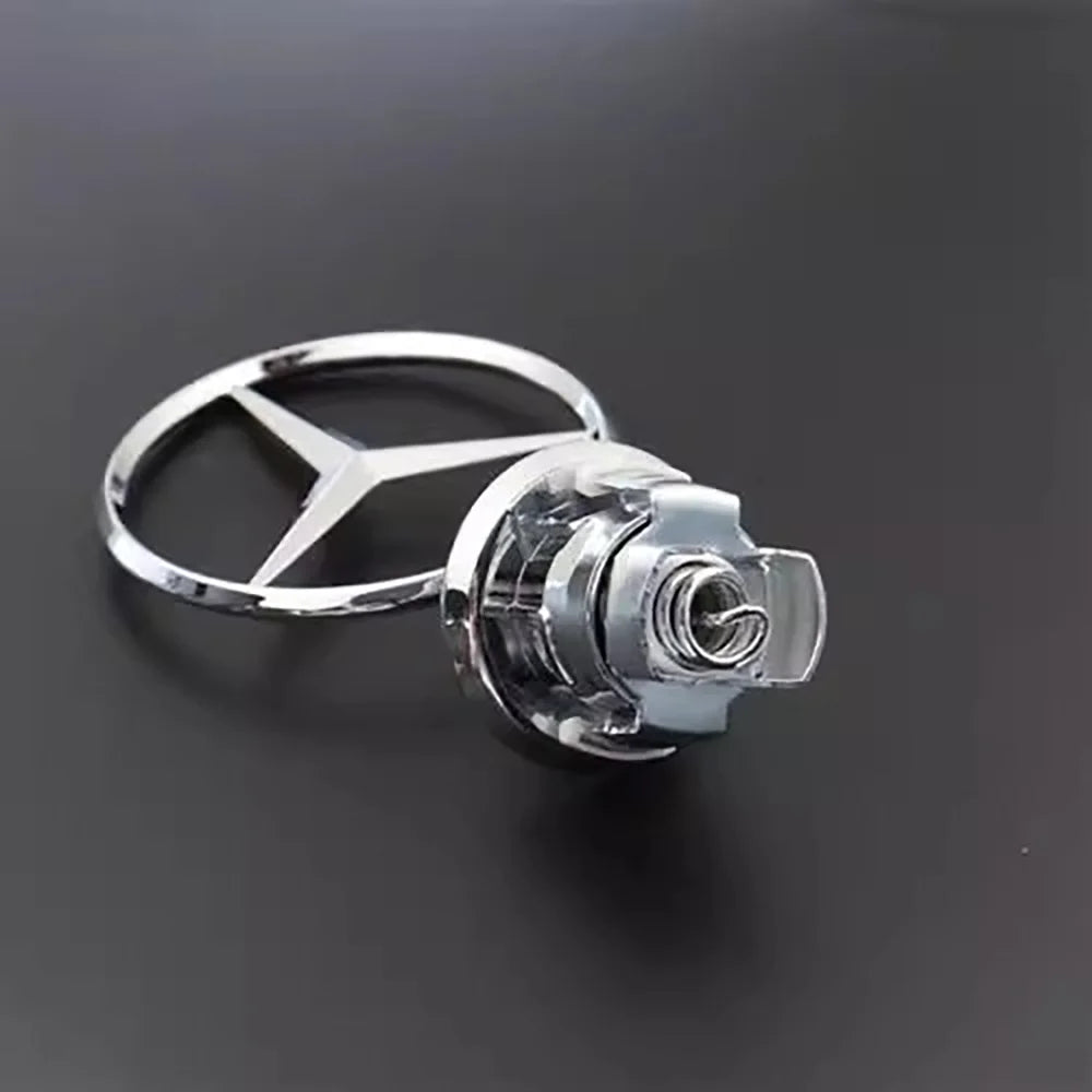 44mm 3D Metal Blue Chrome Star Bonnet Hood Logo Emblem Badge for Mercedes Benz W205 W204 AMG GLC CLA Interior Moulding LBMSLK