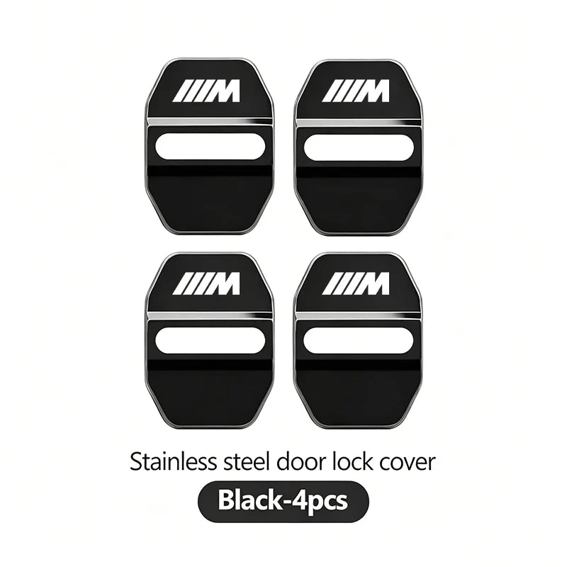 4Pcs Zinc Alloy  Car Door Lock Buckle Protection Cover Anti-Collision Shock Absorbing Cushion Stickers For BMW G80 G06 G07 G42 G