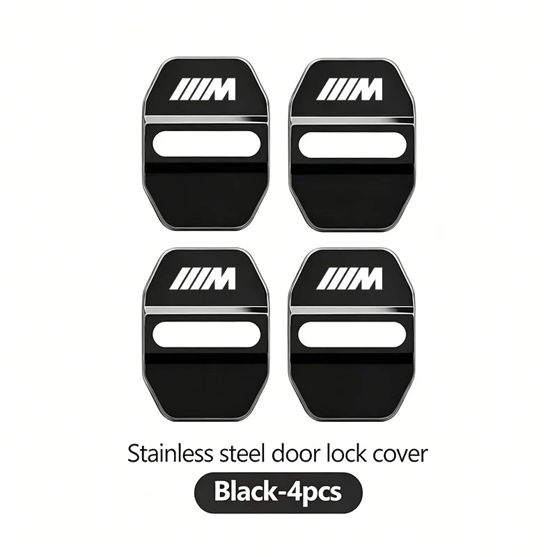 4Pcs Zinc Alloy  Car Door Lock Buckle Protection Cover Anti-Collision Shock Absorbing Cushion Stickers For BMW G80 G06 G07 G42 G