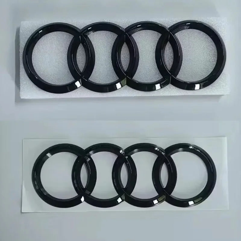 Audi 4-Ring logo ABS Silver/Black Car Hood Front Bonnet Grill Rear Trunk Emblem Badge Sticker For  A3 A4 A5 A6 A7 Q2 Q3 Q5 Q8 TT