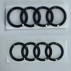 Audi 4-Ring logo ABS Silver/Black Car Hood Front Bonnet Grill Rear Trunk Emblem Badge Sticker For  A3 A4 A5 A6 A7 Q2 Q3 Q5 Q8 TT