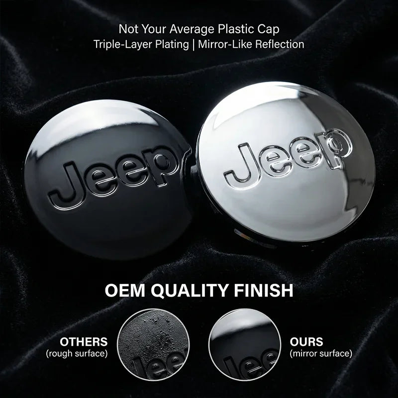 4Pcs 56mm Embossed Logo Rim Center Covers Wheel Center Hub Caps for Jeep Renegade Compass Wrangler JK Patriot Grand Cherokee SRT