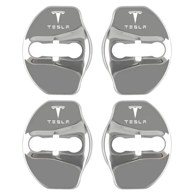 4pcs Metal Auto Door Lock Protective Cover Car Styling auto Accessaries sticker For Tesla model 3 model X Y