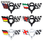 3D V8 Metal Zinc Alloy National Flag Badge Car Adhesive Emblem for Italy France Germany England America US Flag Body Fender