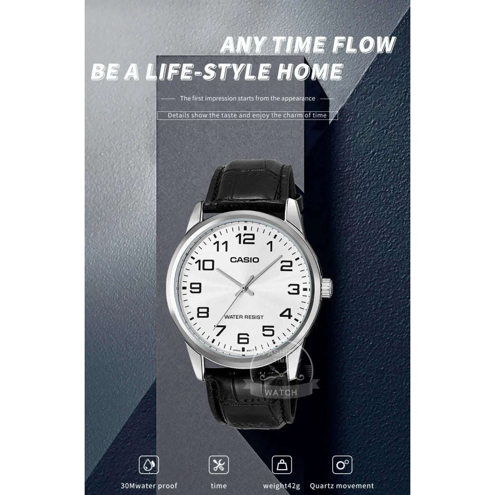 Casio Watch for Men Simple Minimalist Business Style Fashionable Design Water Resistant Quartz Movement MTP-V001
