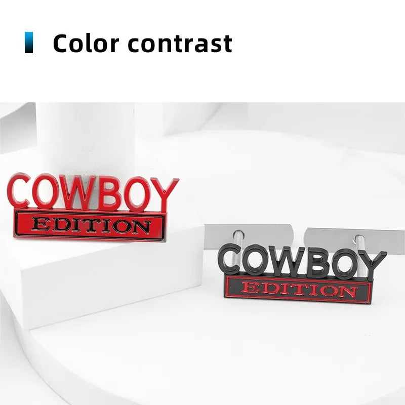 COWBOY EDITION COOL Car 3D Metal Front Hood Grille Emblem Badge Decal Sticker Auto Pickup Tail Trunk Body Styling Accessories