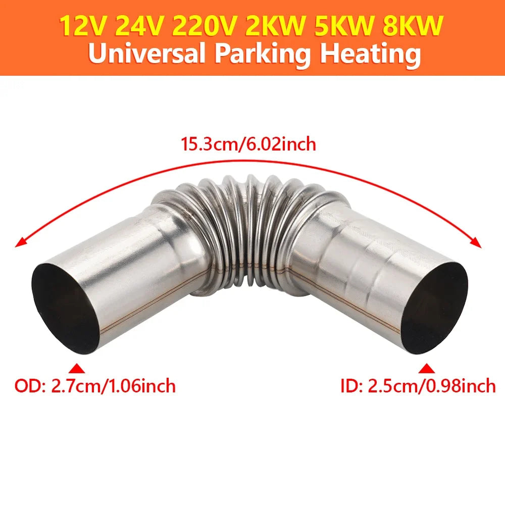25mm Inner Diameter Parking heater Exhaust Pipe Muffler Adapter Fittings 12-24V 2-8KW Universal For Webasto Eberspacher
