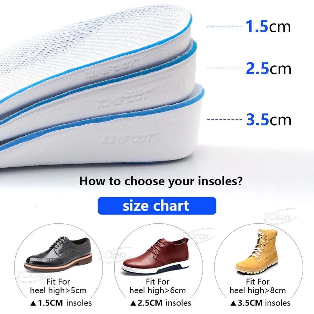 Plantillas de espuma viscoelástica para aumento de altura, almohadillas para zapatos, talla 35-46, 1,5/2,5/3,5 cm, para hombre y mujer
