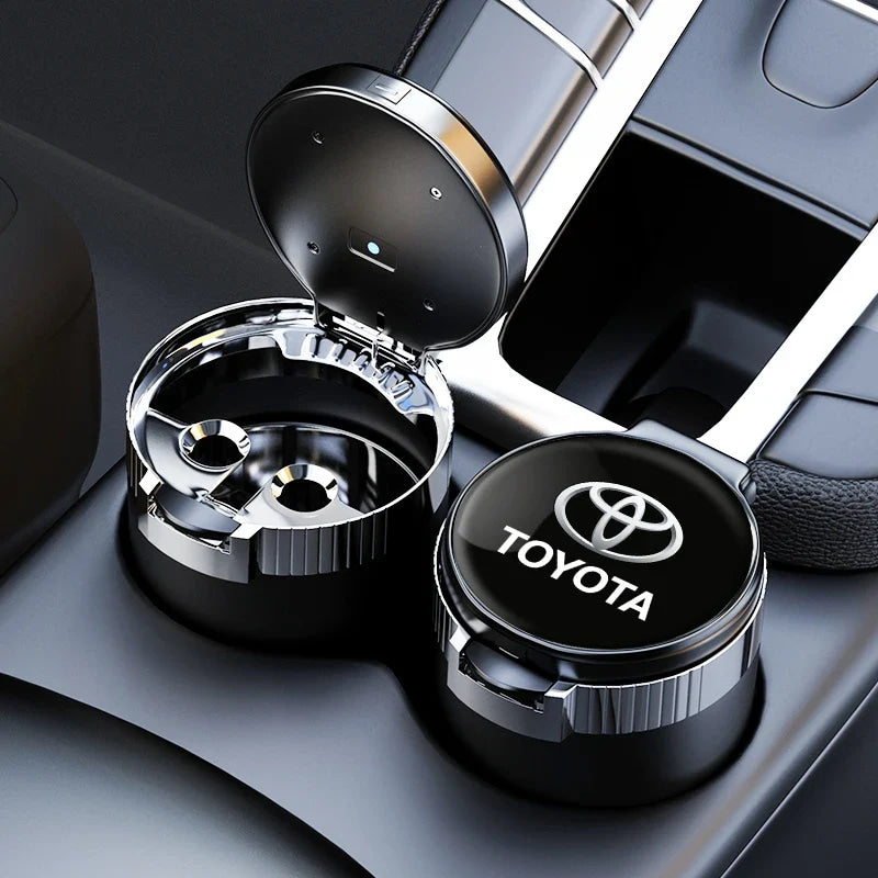 Car interior sticker Automotive LED ashtray garbage storage cup For Toyota Hilux Crown TRD chr Corolla Camry rav4 Yaris