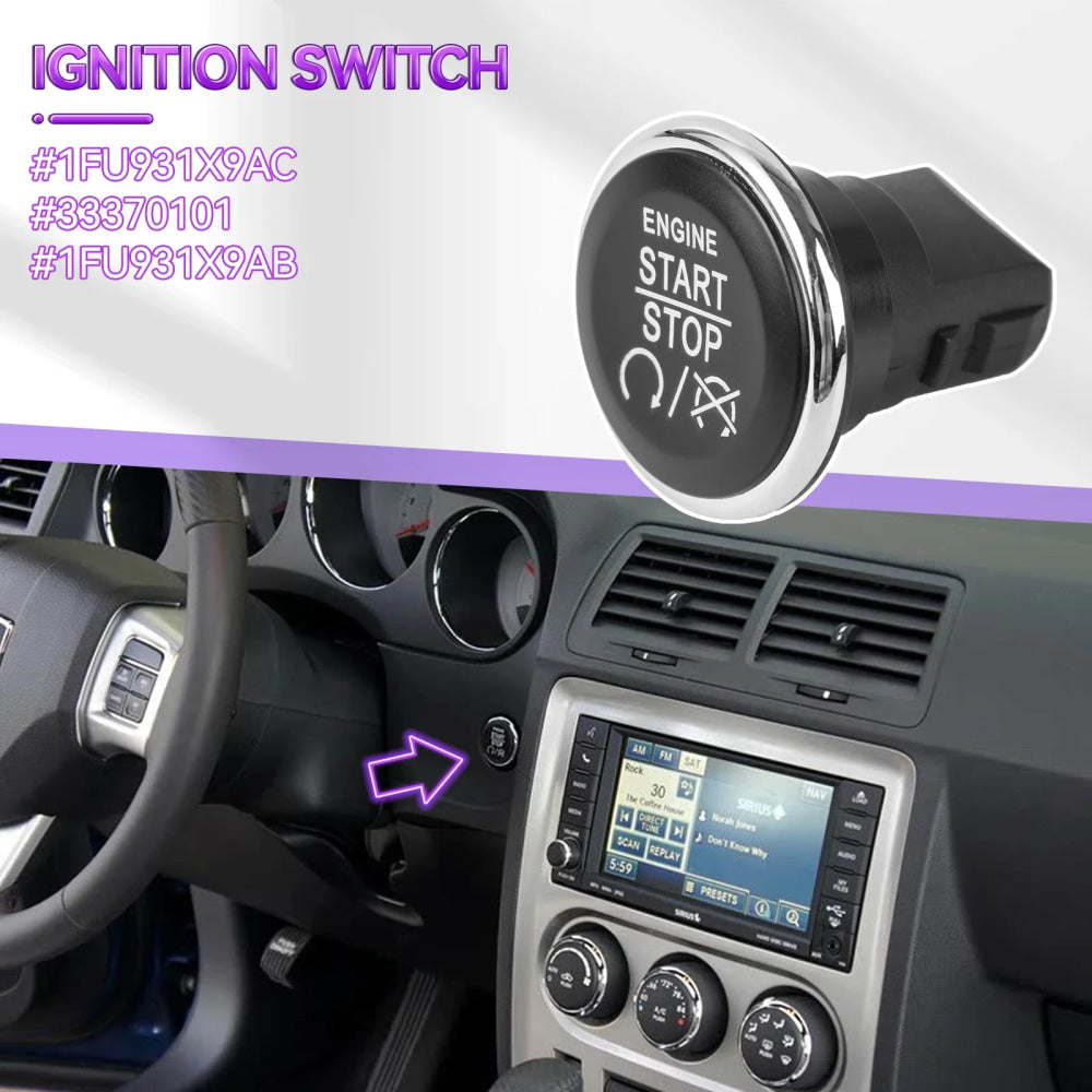 Keyless Go Start Stop Ignition Button Switch for Dodge Challenger Durango Grand Caravan Jeep Grand Cherokee 1FU931X9AC 33370101