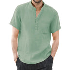 Men's Short Sleeve T-shirt Cotton and Linen Casual Men T-shirts Solid Color Summer Shirt Male Cozy Breathable