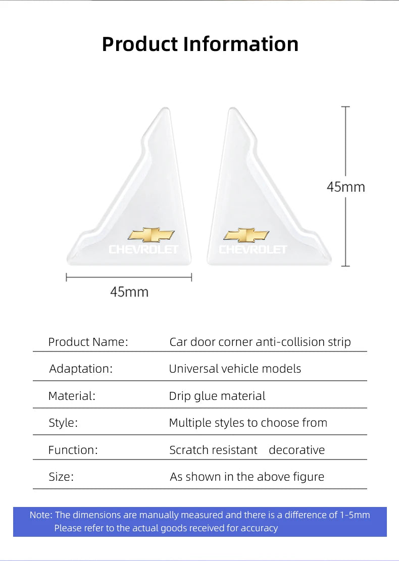 4Pcs Car Door Silicone Buffer Stickers Anticollision Anti Scratch For Chevrolet Spark Captiva Cruze Malibu Equinox Trax Camaro
