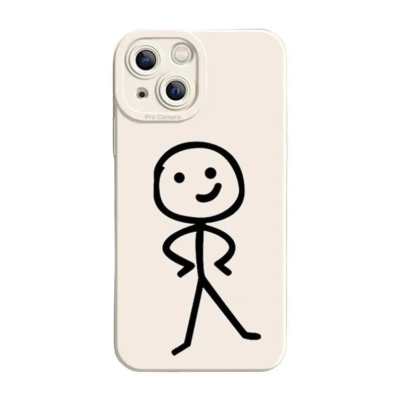 Cartoon Matchman Phone Case For iPhone 11 12 13 14 15 Pro Max XR XS X 7 8 Plus SE 2020 Shockproof Matte Soft TPU Silicone Cover