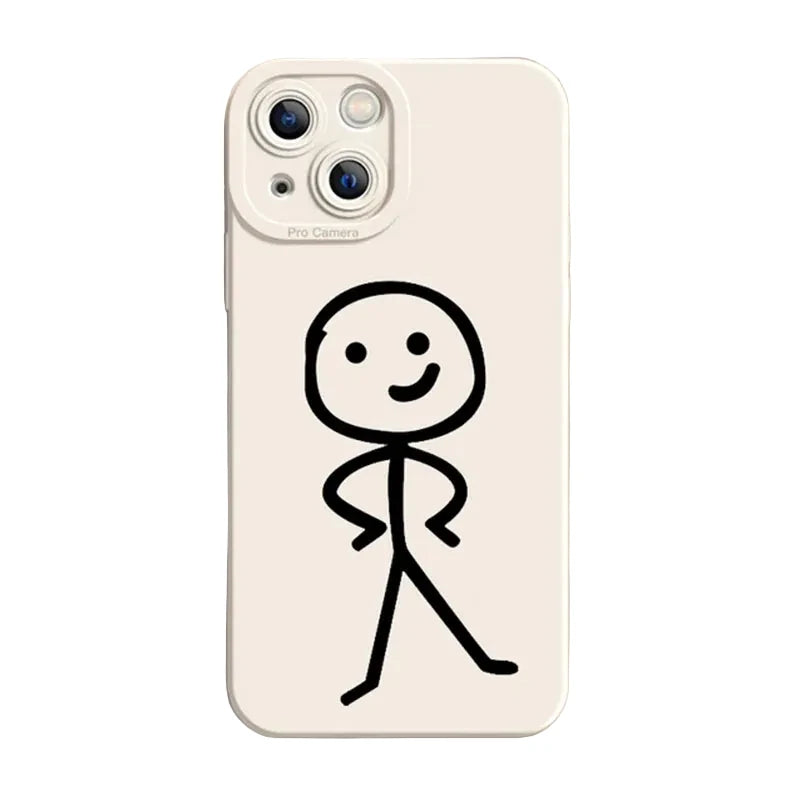 Cartoon Matchman Phone Case For iPhone 11 12 13 14 15 Pro Max XR XS X 7 8 Plus SE 2020 Shockproof Matte Soft TPU Silicone Cover