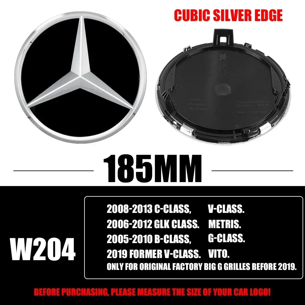 3D 185MM 205MM Front Grille Star Logo Emblem Badge Auto Accessories for Mercedes-Benz Amg C/B/E Class W205 W253 W213 GLC GLE