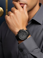 Fossil JR1354 Nate Chronograph Men Watch Black Leather 50mm Big Dial Military Sport Quartz Wristwatch Relogio Masculino