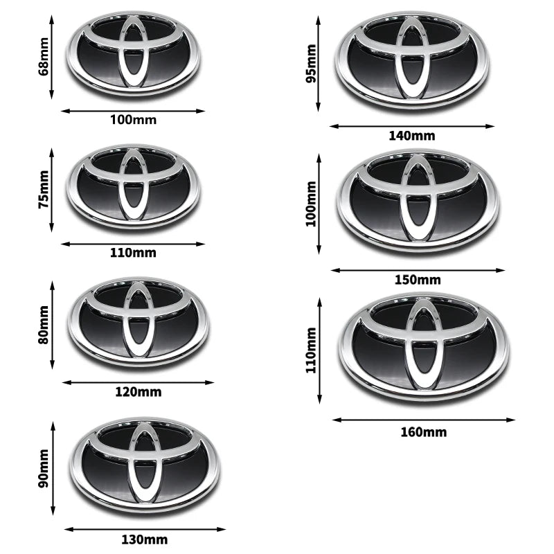3D Car Logo Modified Car Logo Badges Front And Rear Logo Silver For Toyota Hybrid Series Prado Highlander Camry Corolla Styling