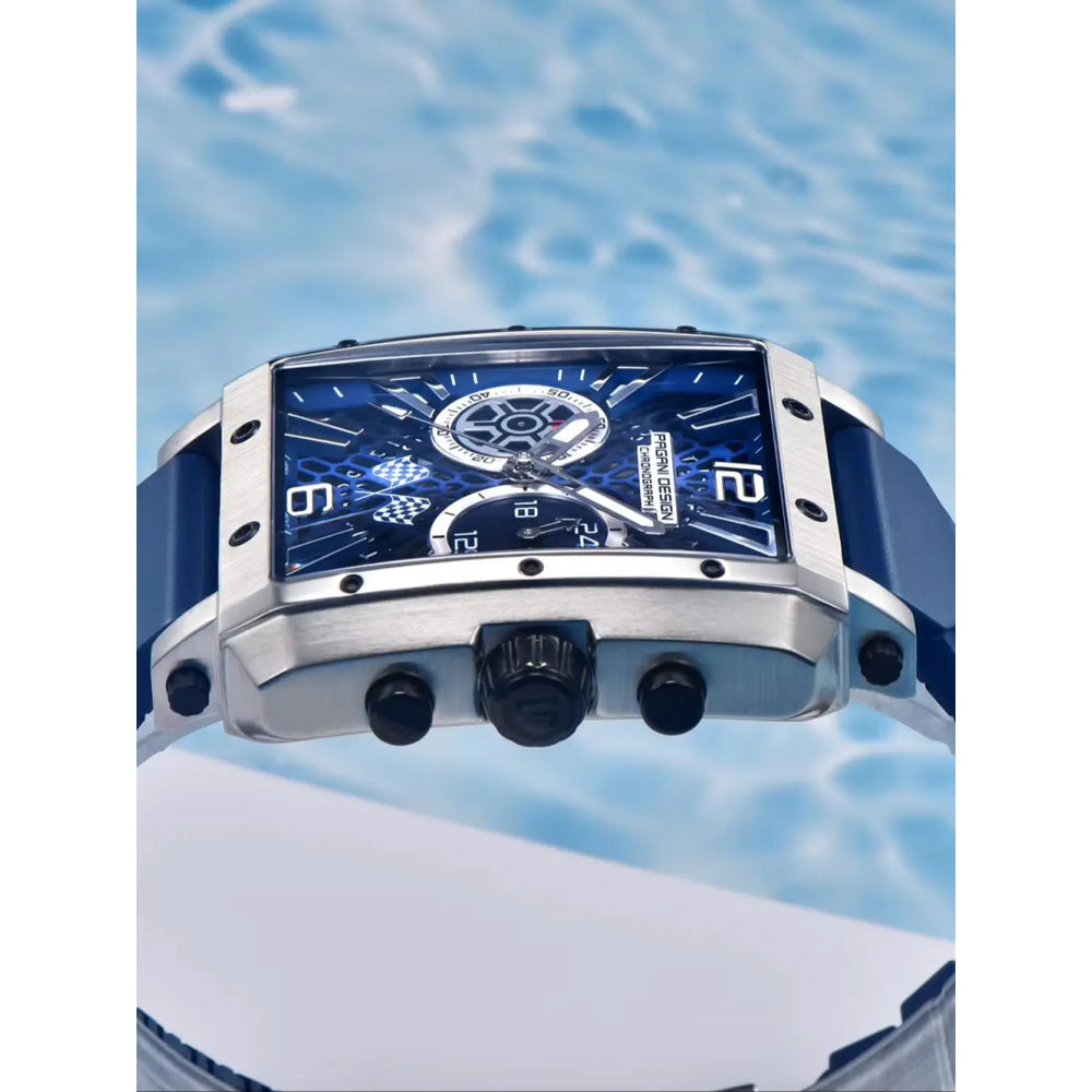 2026 New Pagani Design PD1725 Men Square Quartz Watch Chronograph 42MM Sapphire Glass Waterproof Racing Sports Silicone reloj