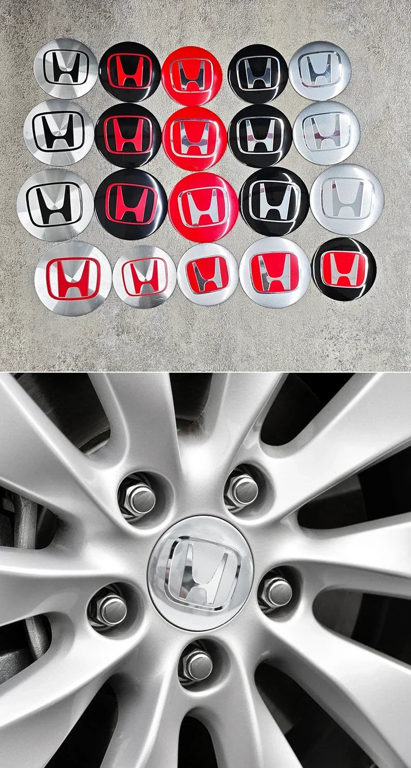 4pcs 56mm 60mm 65mm Car Wheel Center Covers Badge Sticker Stickers For Honda Civic XR-V HR-V Accord Odyssey CRV Insight Fit